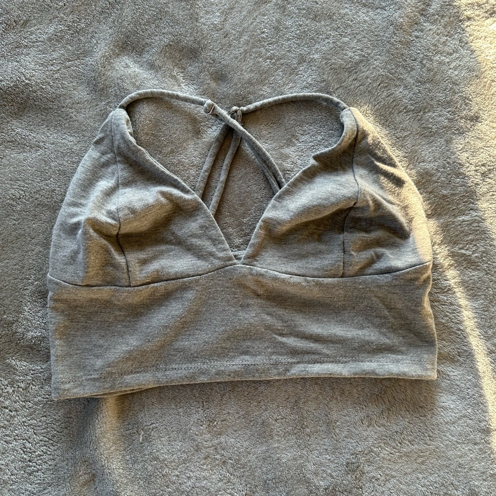 Crossover wrap bralette crop top in Heather grey M